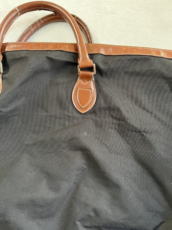 Ralph Lauren Polo Large Black Travel Duffel Bag Canvas Brown Faux Leather Trim - Picture 10 of 16